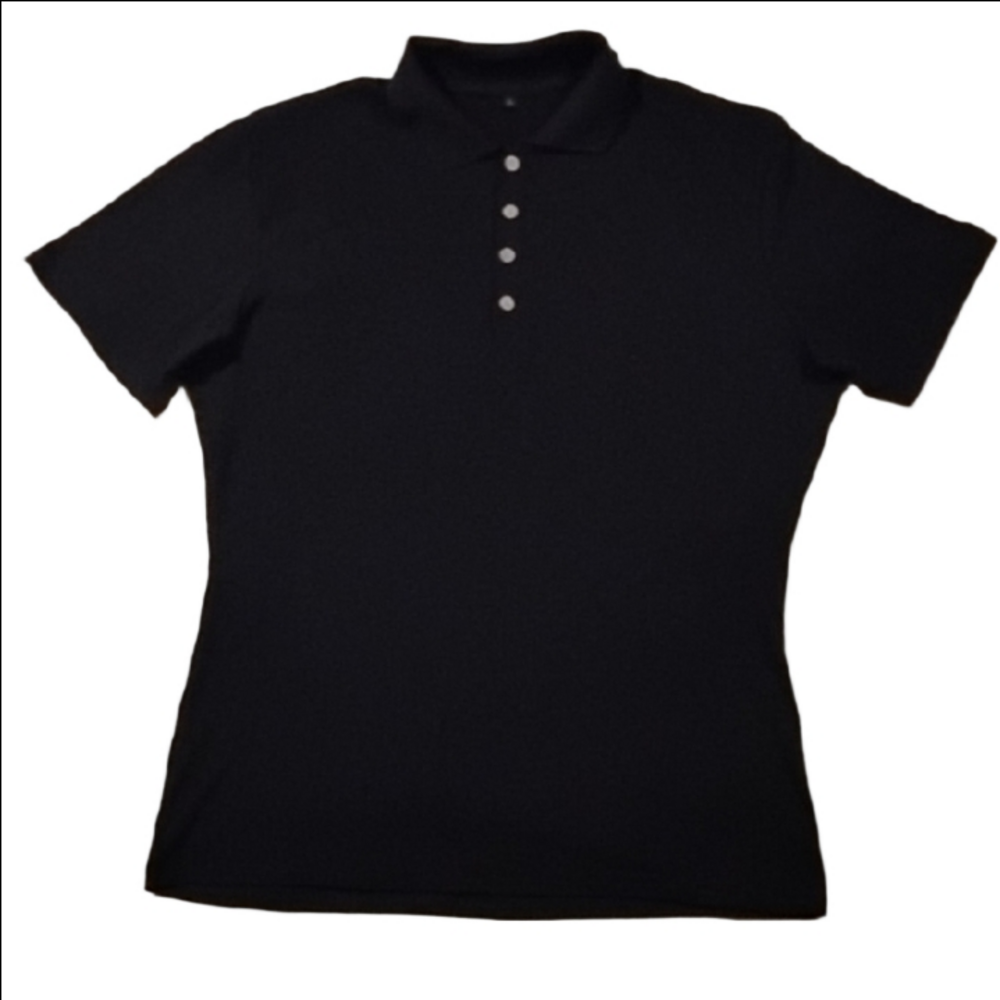 3/$20 Urru Black Polo Shirt with Button Detail